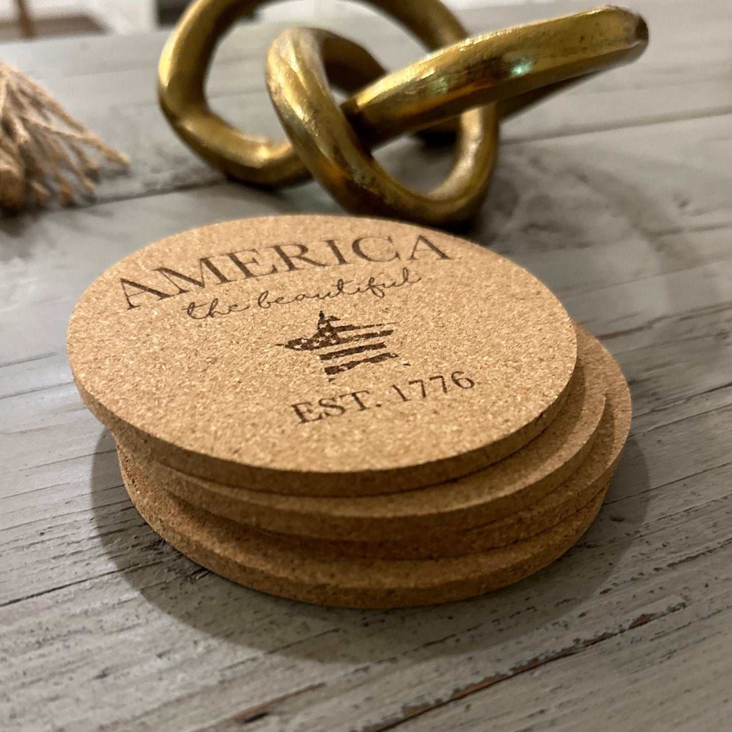 Patriotic American Themed Coaster Set | Slate, Wood or Cork | 4 of July Coasters