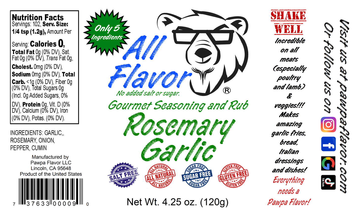 All Flavor Rosemary Garlic