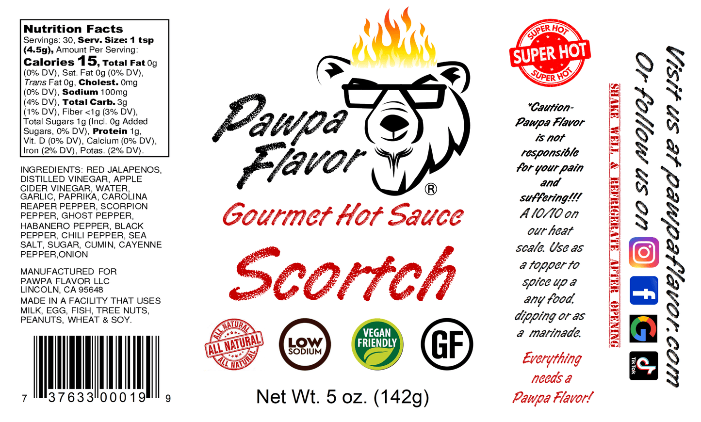 Pawpa Flavor Scortch Hot Sauce