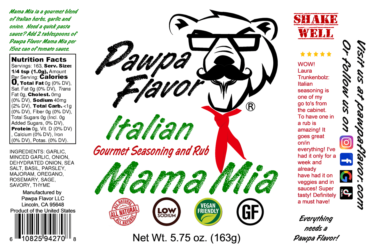 Pawpa Flavor Mama Mia Italian Seasoning