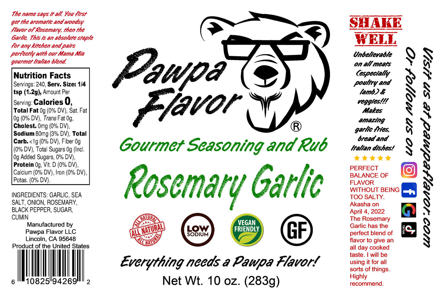 Pawpa Flavor Rosemary Garlic