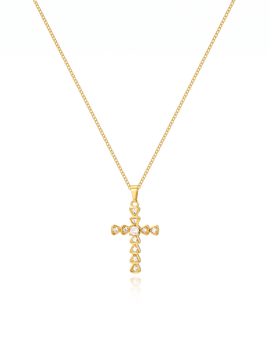 Studded Cross Pendant Necklace