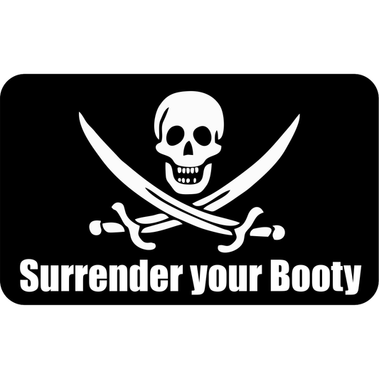 Surrender Your Booty Jolly Roger - 3.5x2 inch Sticker