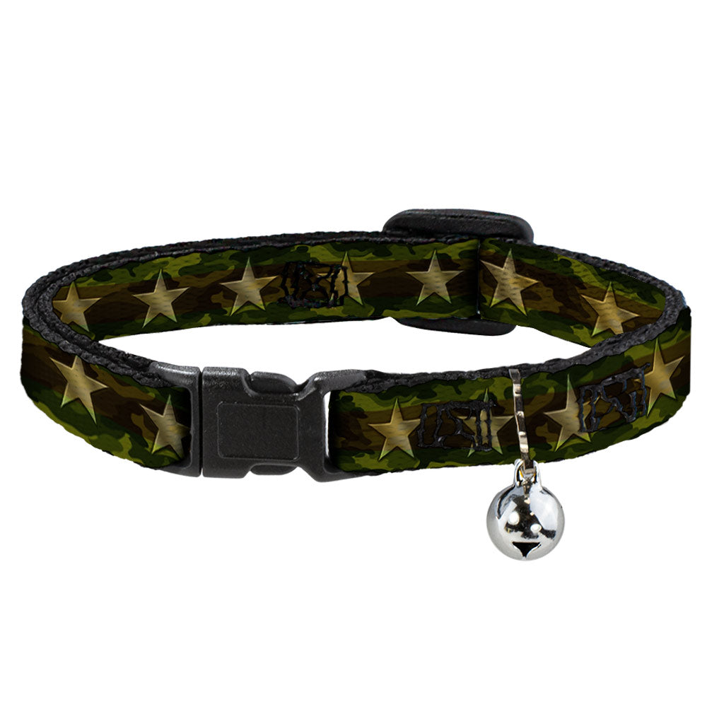 Cat Collar Breakaway - Star Camo Olive Gold