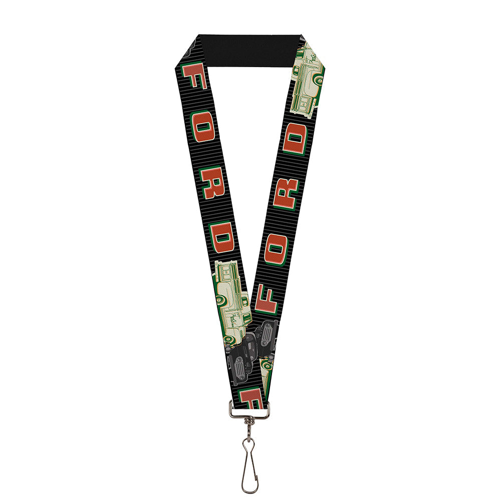 Lanyard - 1.0" - FORD Classic Ford Trucks Vertical Stripe Black Grays Green Red