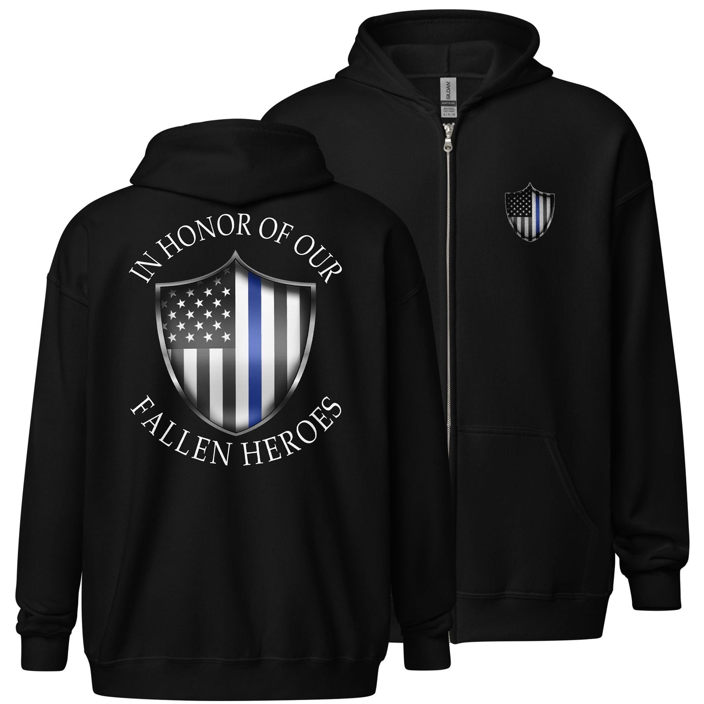 Thin Blue Line Police ZIP-UP Hoodie Sweatshirt