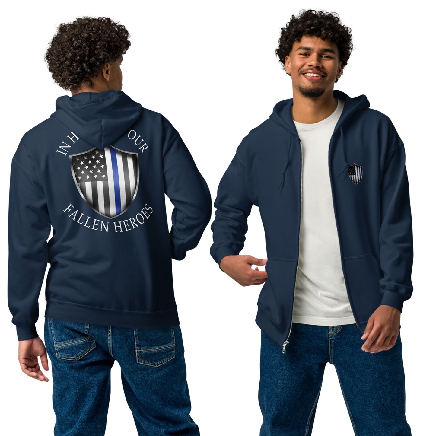 Thin Blue Line Police ZIP-UP Hoodie Sweatshirt