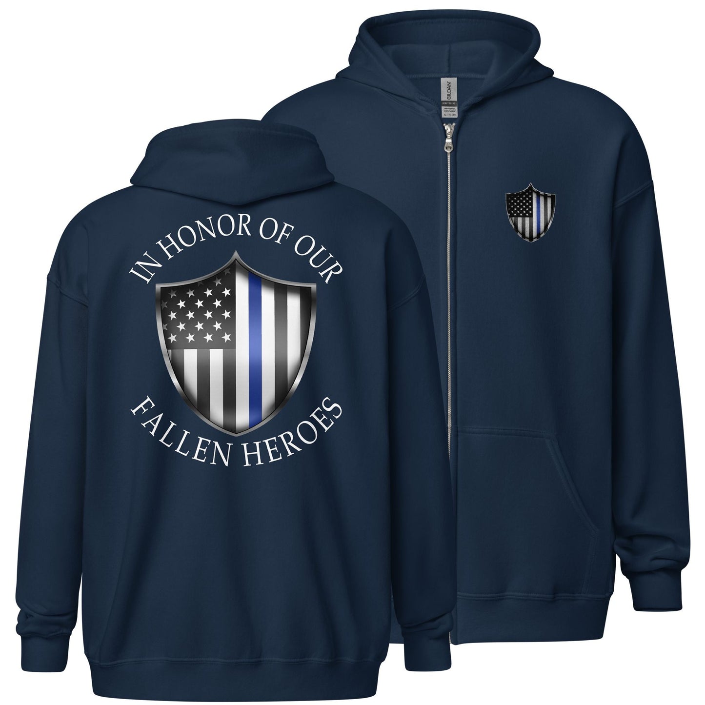 Thin Blue Line Police ZIP-UP Hoodie Sweatshirt