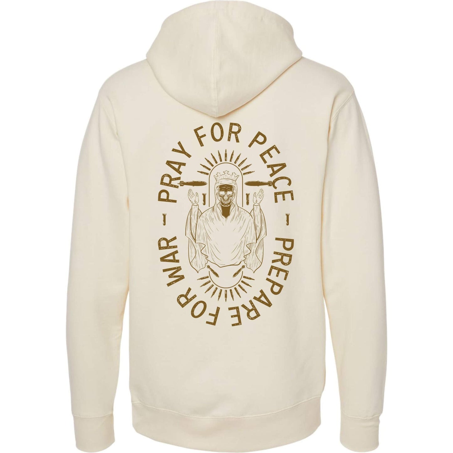 PRAY FOR PEACE. PREPARE FOR WAR. MEN'S MIDWEIGHT HOODIE