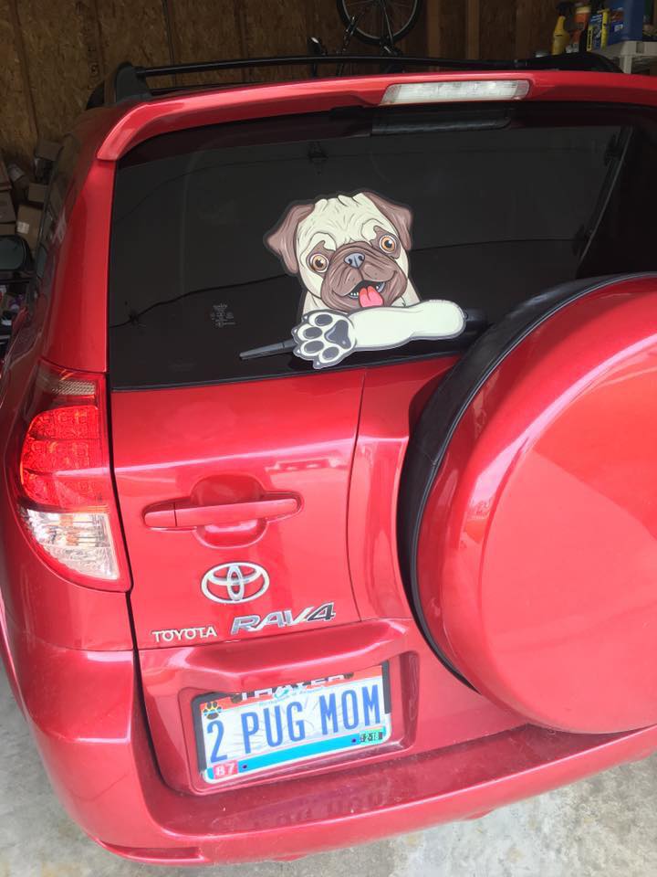 Pugly Rescue Dog Waving WiperTags