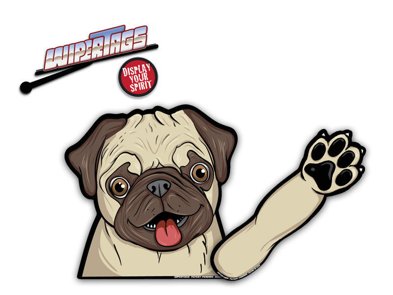 Pugly Rescue Dog Waving WiperTags