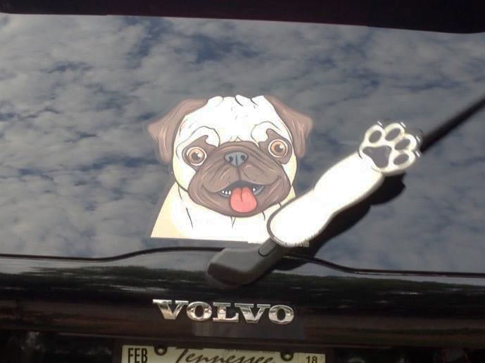 Pugly Rescue Dog Waving WiperTags