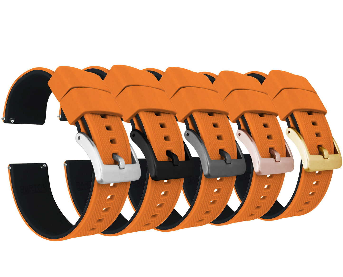 Pumpkin Orange Top Black Bottom Elite Silicone Watch Band