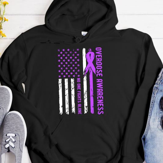 Custom Recovery Hoodie | Inspiring Sobriety |  No One Fights Alone Overdose Awareness