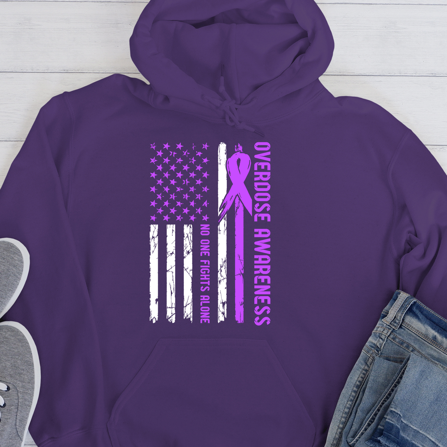 Custom Recovery Hoodie | Inspiring Sobriety |  No One Fights Alone Overdose Awareness