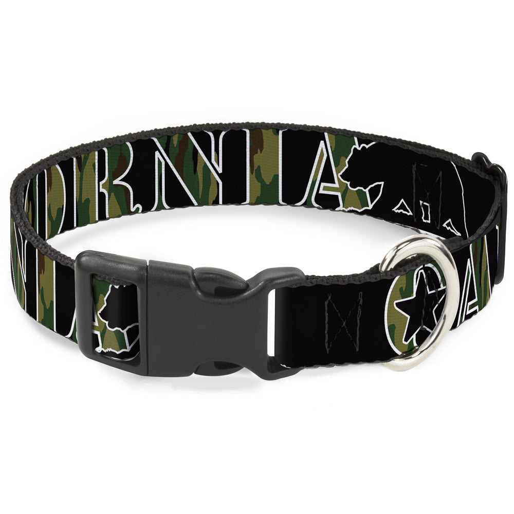 Plastic Clip Collar - CALIFORNIA/Bear Silhouette Black/Camo Olive