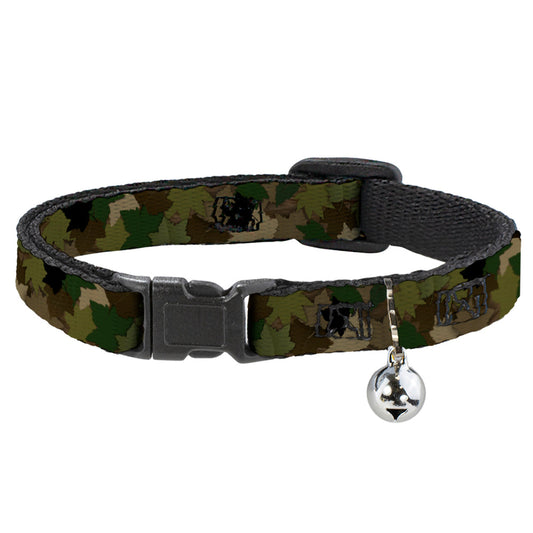 Cat Collar Breakaway - Leaf Camo Browns Greens Black