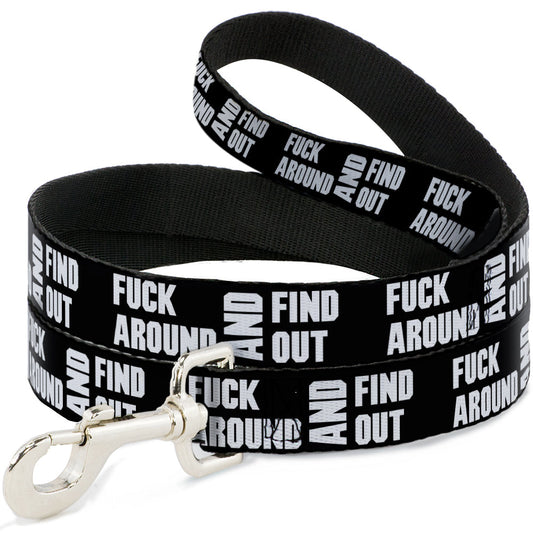 Dog Leash - FAFO FUCK AROUND AND FIND OUT Bold Black/White