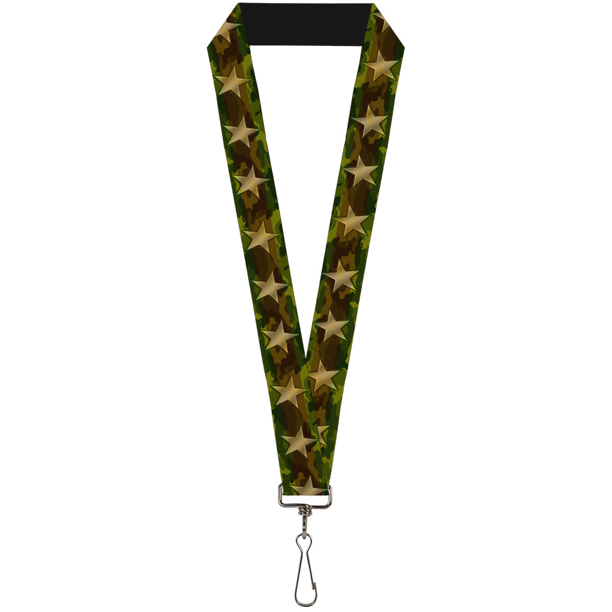 Lanyard - 1.0" - Star Camo Olive Gold