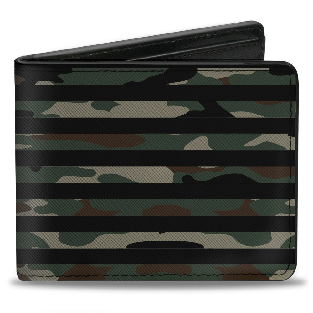 Bi-Fold Wallet - CHEVROLET Bowtie Americana Flag Weathered Camo Olive Black