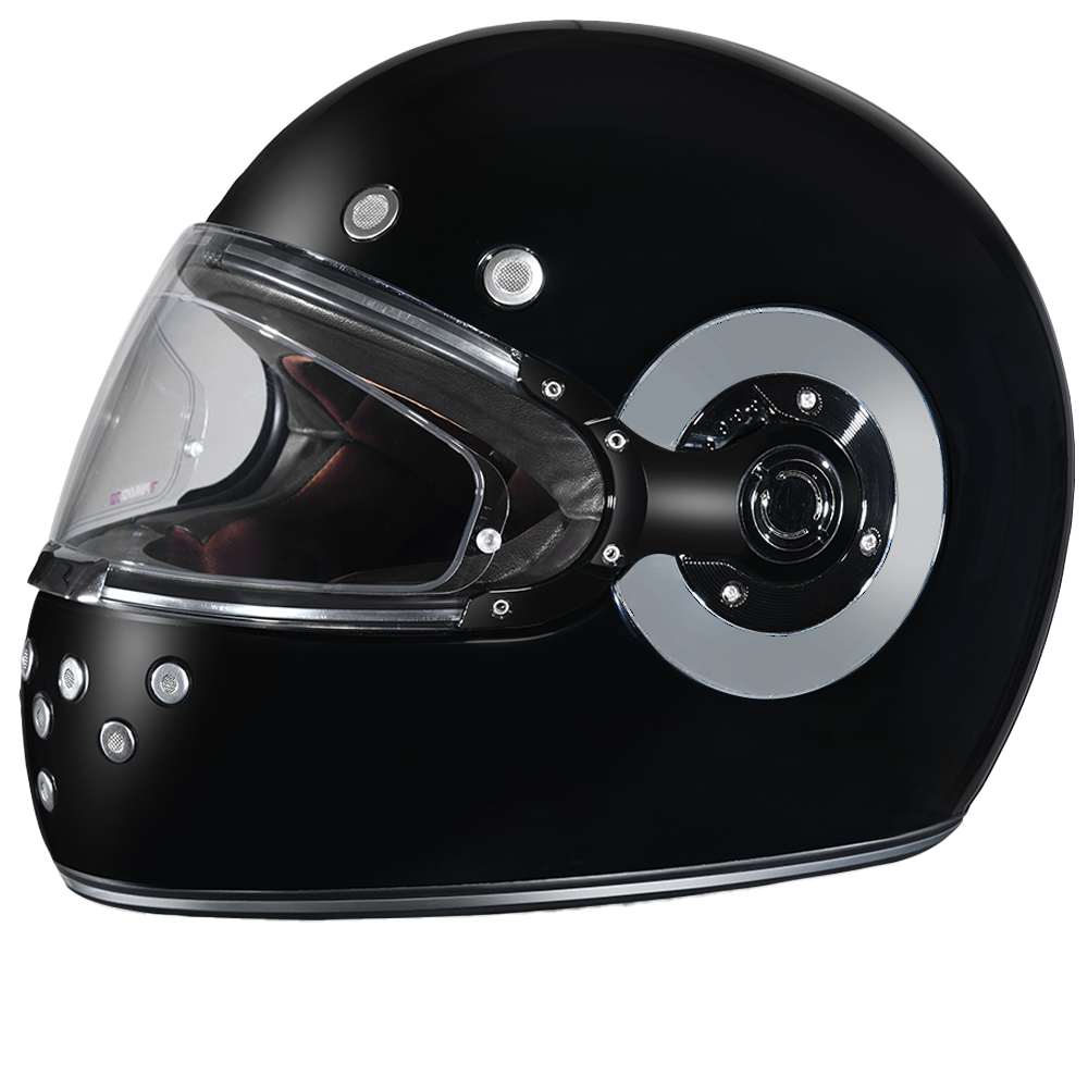 DOT Daytona Retro Full Face Motorcycle Helmet: Vintage Style for Men, Women, & Youth - Hi-Gloss Black w/ Chrome Accents