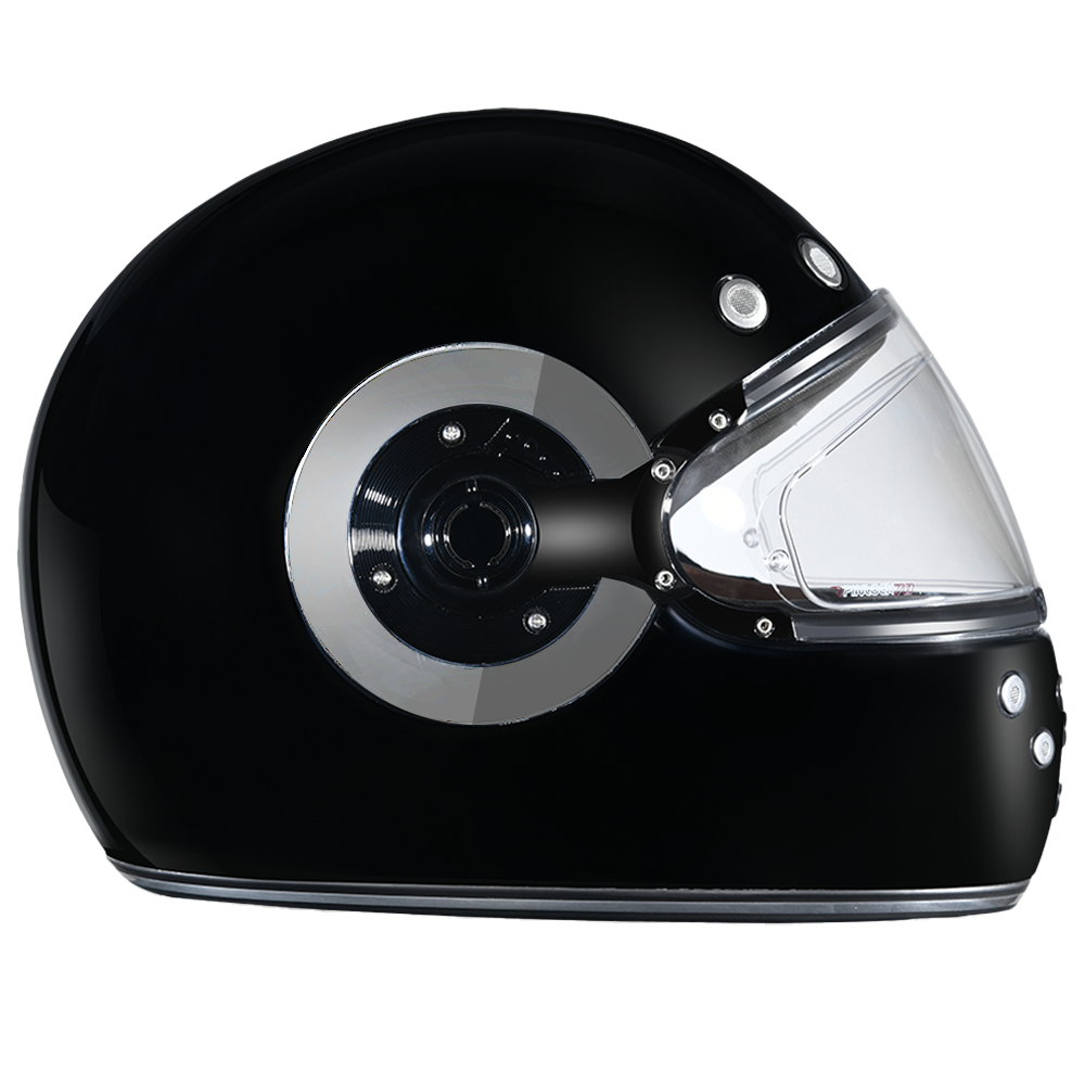 DOT Daytona Retro Full Face Motorcycle Helmet: Vintage Style for Men, Women, & Youth - Hi-Gloss Black w/ Chrome Accents