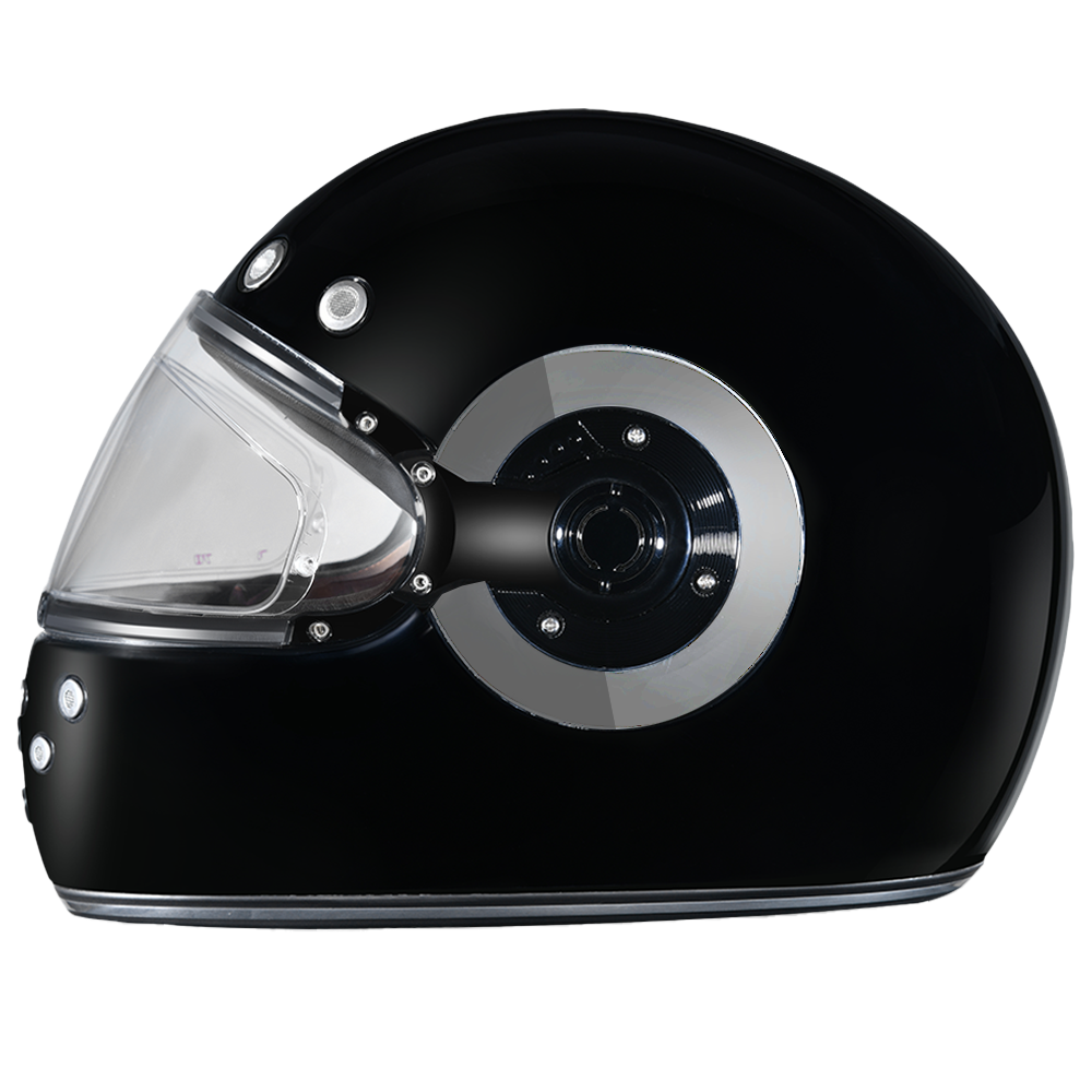 DOT Daytona Retro Full Face Motorcycle Helmet: Vintage Style for Men, Women, & Youth - Hi-Gloss Black w/ Chrome Accents