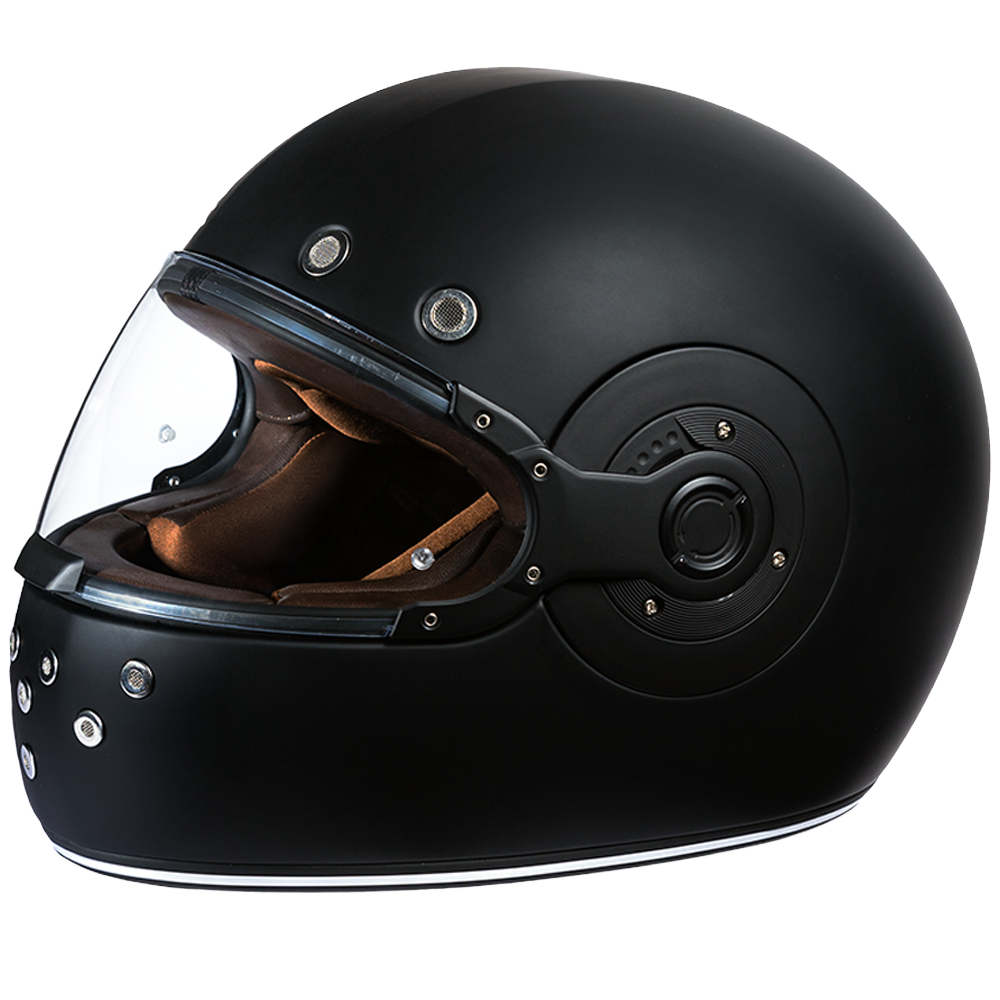 DOT Daytona Retro Full Face Motorcycle Helmet: Vintage Style for Men, Women, & Youth - Dull Black W/ Dull Black Accents