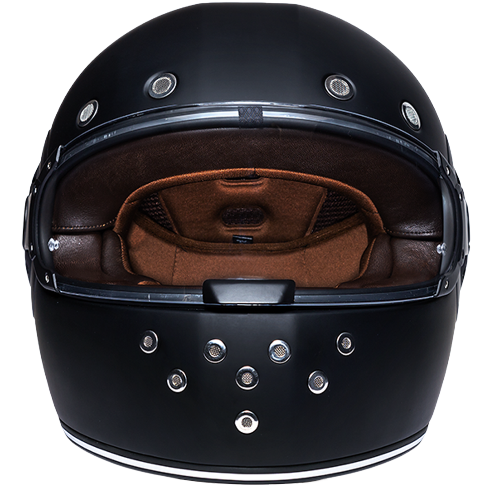 DOT Daytona Retro Full Face Motorcycle Helmet: Vintage Style for Men, Women, & Youth - Dull Black W/ Dull Black Accents