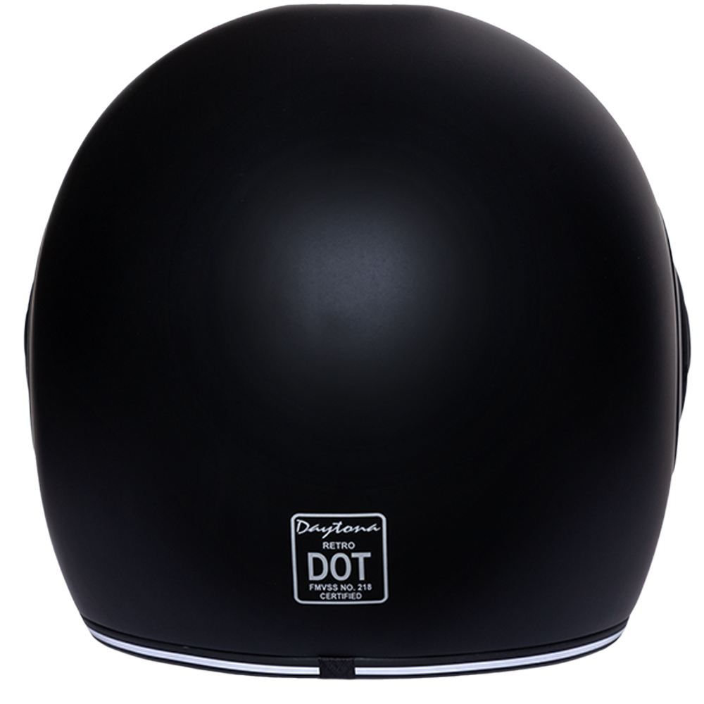 DOT Daytona Retro Full Face Motorcycle Helmet: Vintage Style for Men, Women, & Youth - Dull Black W/ Dull Black Accents