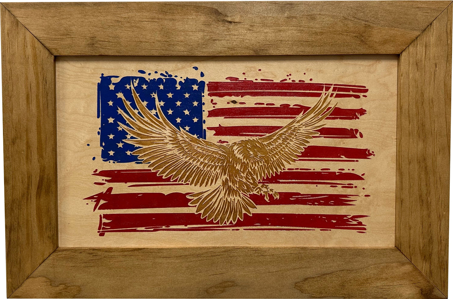 Bald Eagle & American Flag Patriotic Decorative Wall-Mounted Secure Gun Cabinet