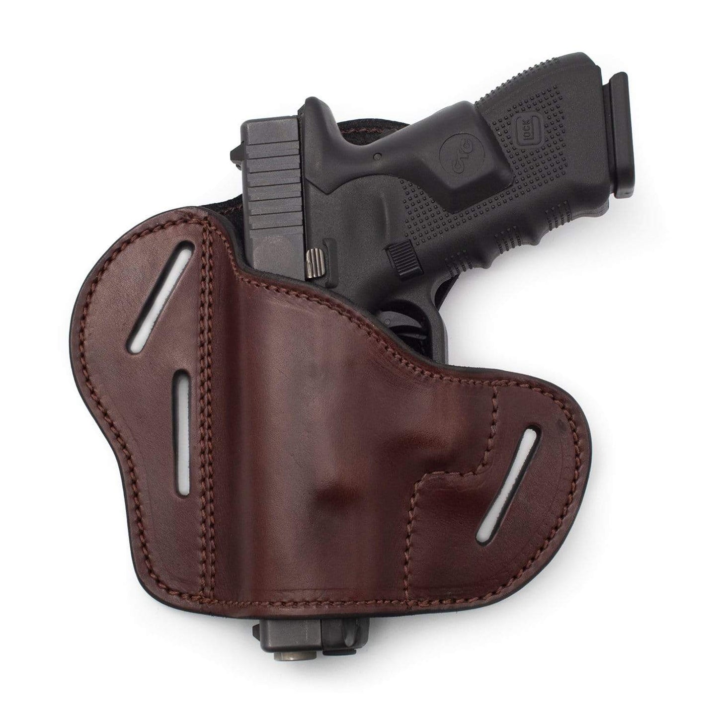 The Ultimate Leather Gun Holster | 3 Slot Pancake Style Belt Holster | Handmade in the USA! | Fits S&W Shield/Glock/XD - Lifetime Warranty