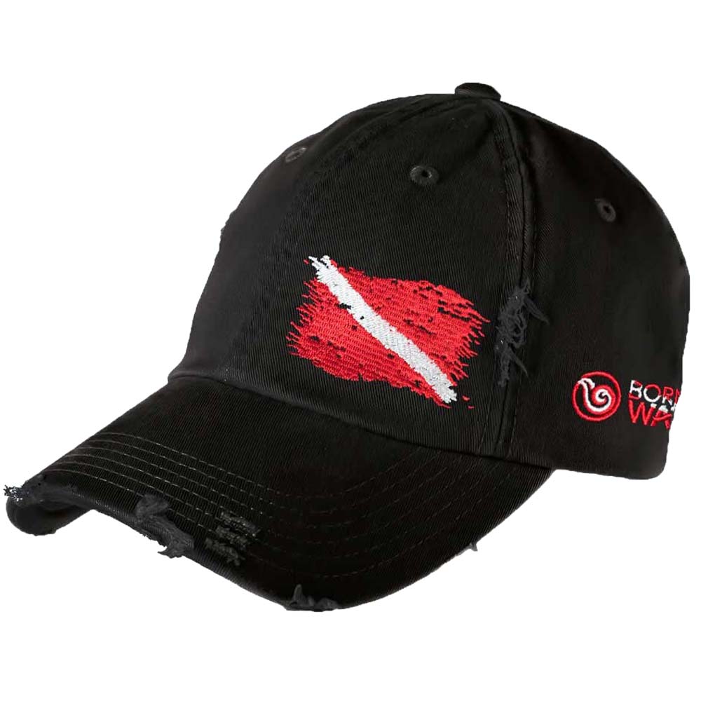 Scuba Diving Hat: Ripped Dive Flag Distressed Cap