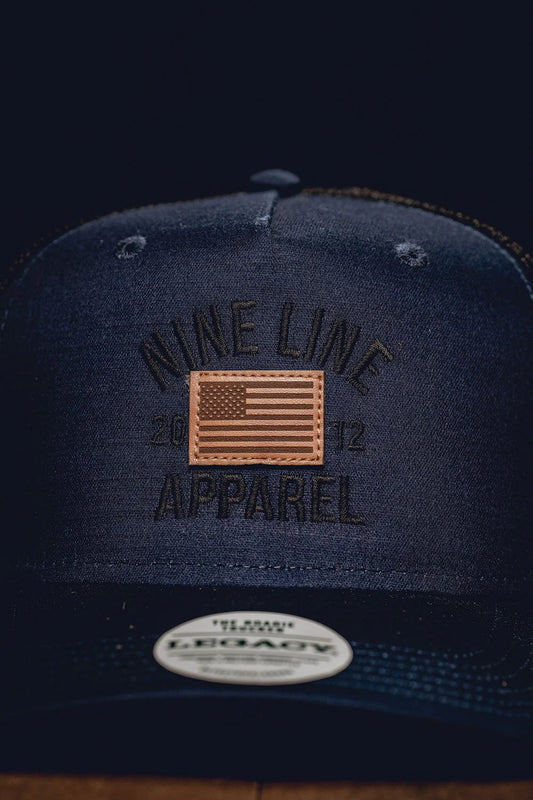 Roadie Trucker Hat Leather Flag