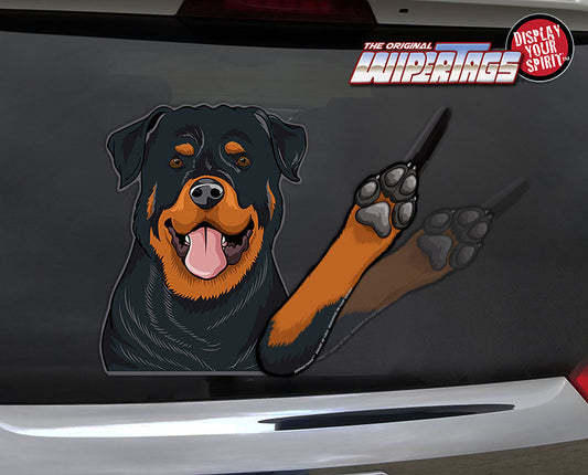 Moe the Rottweiler Dog Waving WiperTags