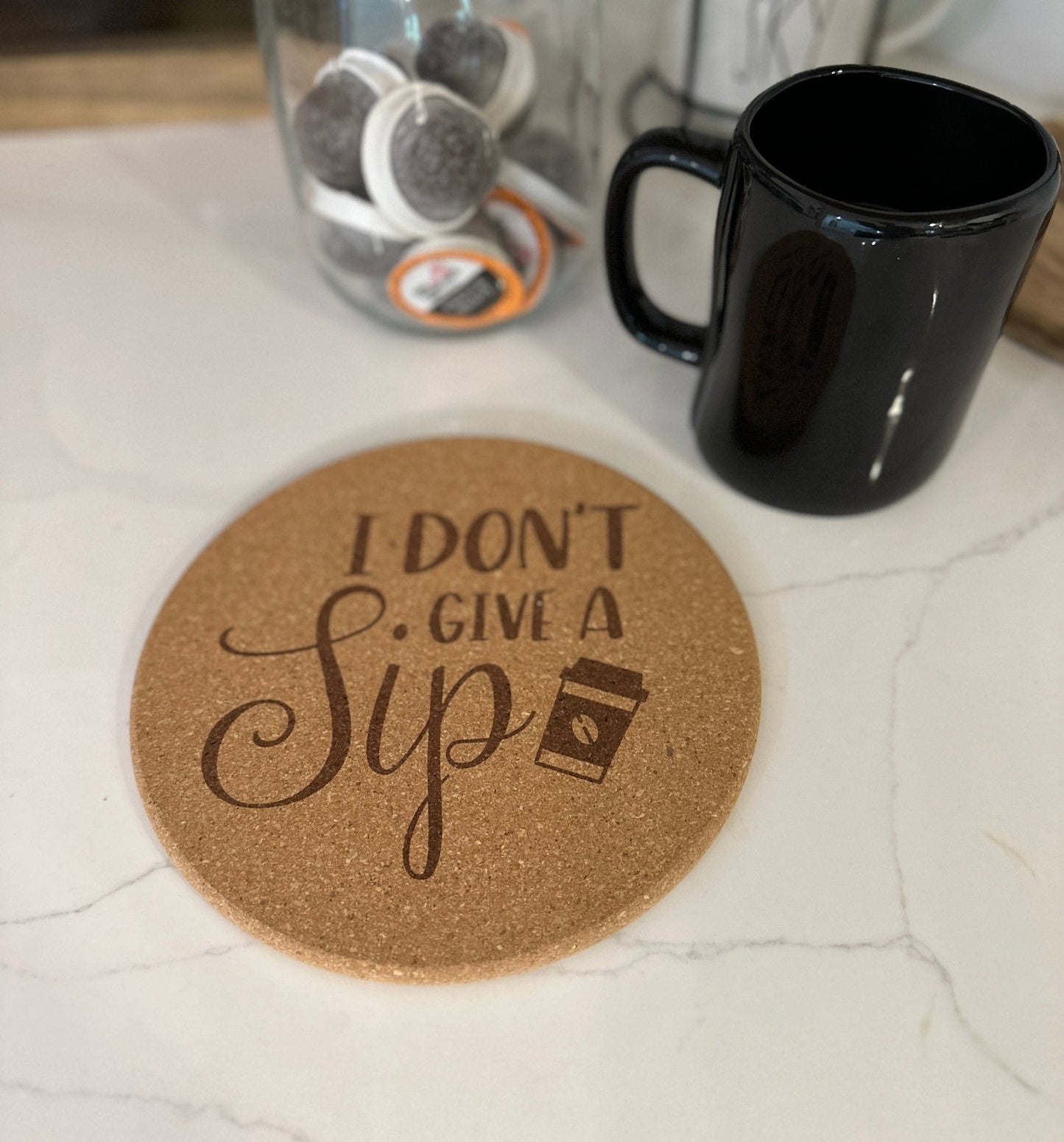 Round Cork Trivet | Coffee Lover Designs | Hot Pad | Kitchen Decor