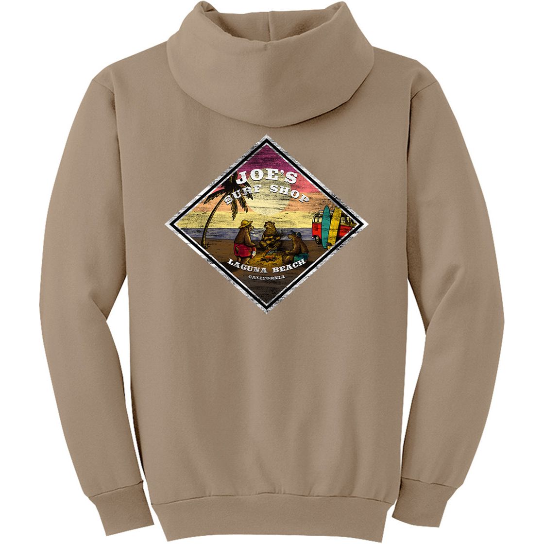 Joe's Surf Shop Three Bears on the Beach Pullover Surf Hoodie