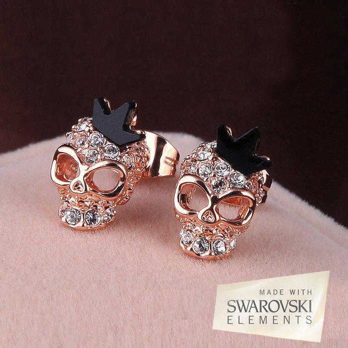 Crystal Skull Crown Earrings