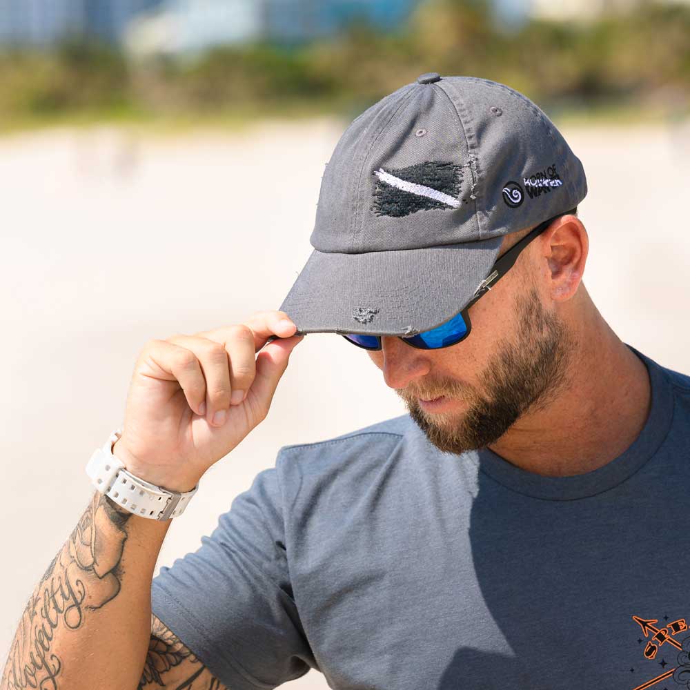 Scuba Diving Hat: Ripped Dive Flag Distressed Cap