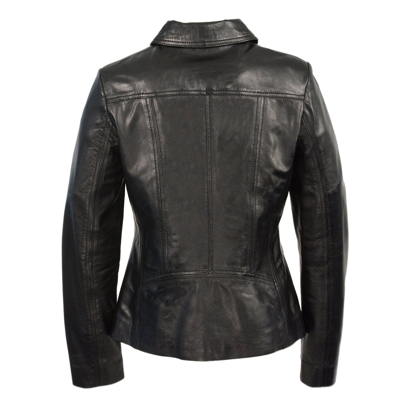 Milwaukee Leather SFL2850 Women's Classic Black Zippered Motorcycle Style Fashion Leather Jacket with Shirt Style Collar