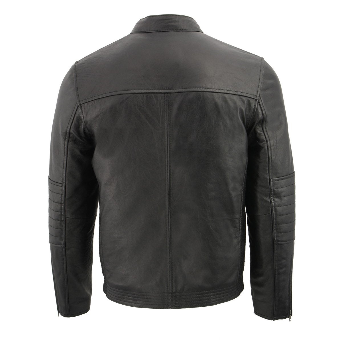 Milwaukee Leather SFM1806 Men's Black Euro Collar Cafe Style Leather Jacket