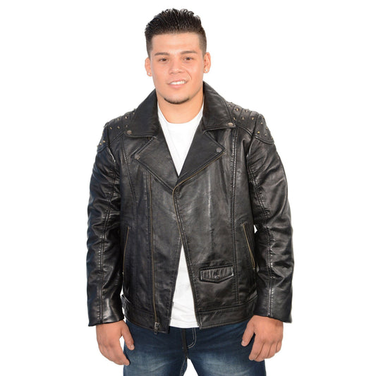 Milwaukee Leather SFM1825 Men's 'Studded' Black Leather Motorcycle Style Jacket