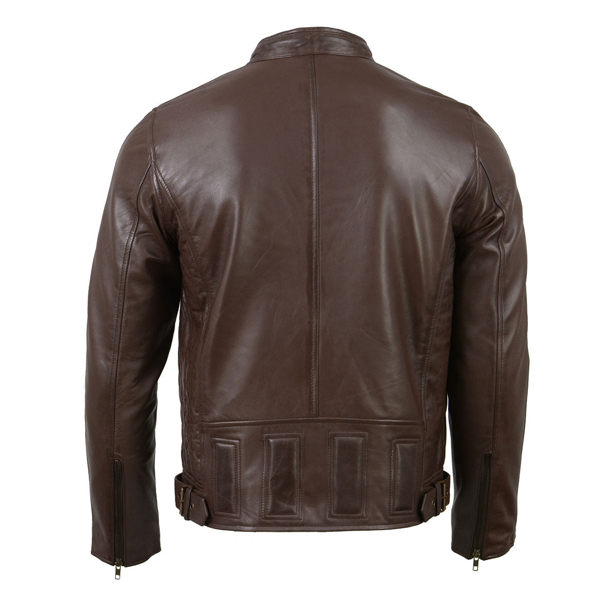 Milwaukee Leather SFM1835 Men's Brown ‘Cafe Racer’ Leather Jacket with Snap Button Collar