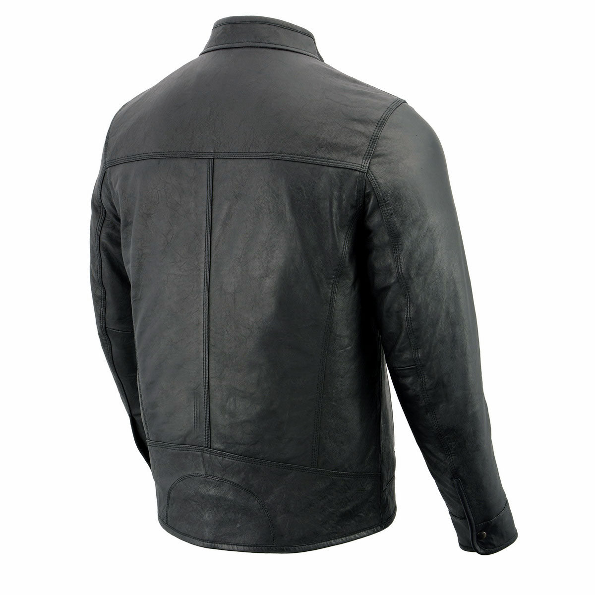 Milwaukee Leather SFM1866 Men's Classic Black Moto Leather Jacket with Zipper Front