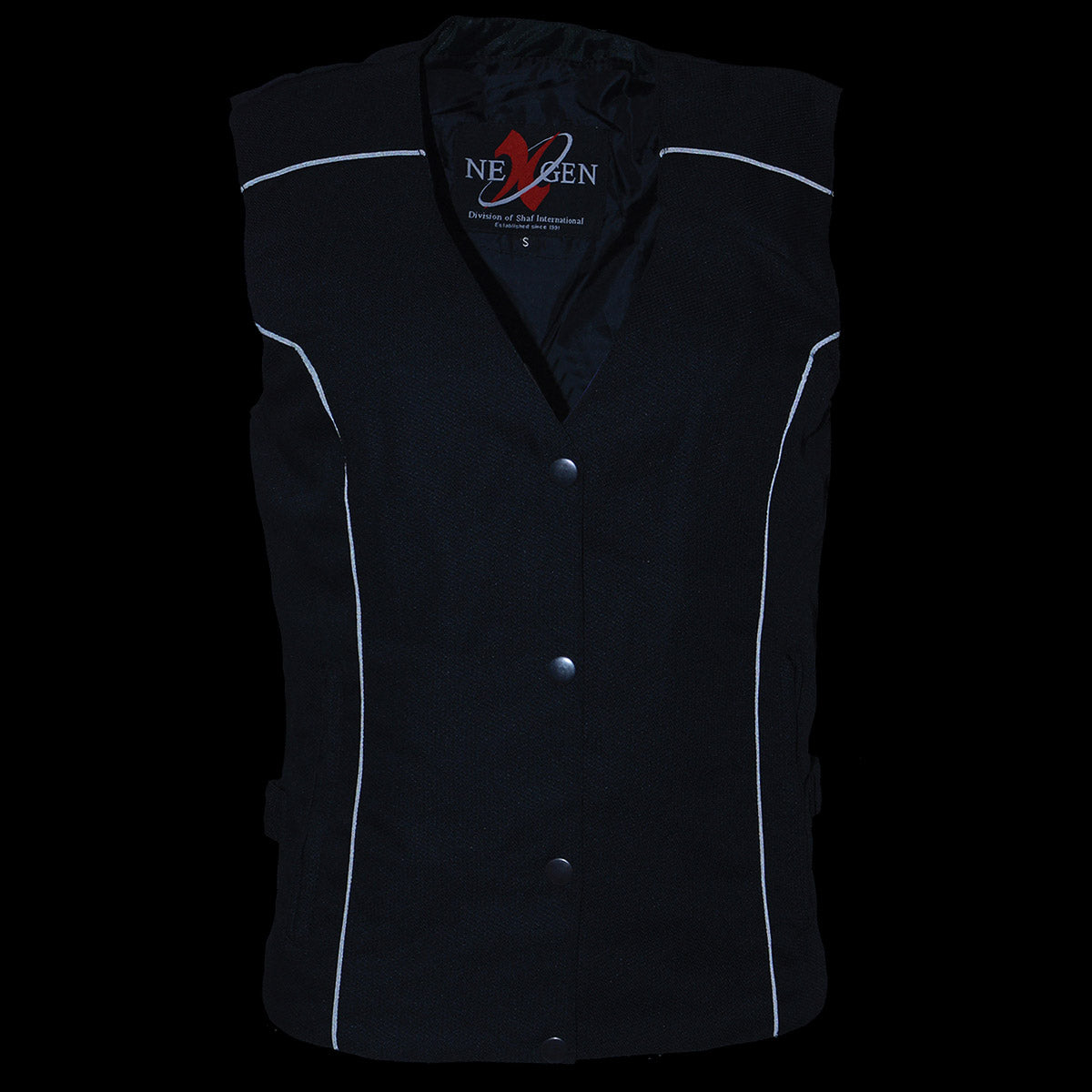 Milwaukee Leather SH1955 Ladies Black and Red Textile Vest with Wing Embroidery