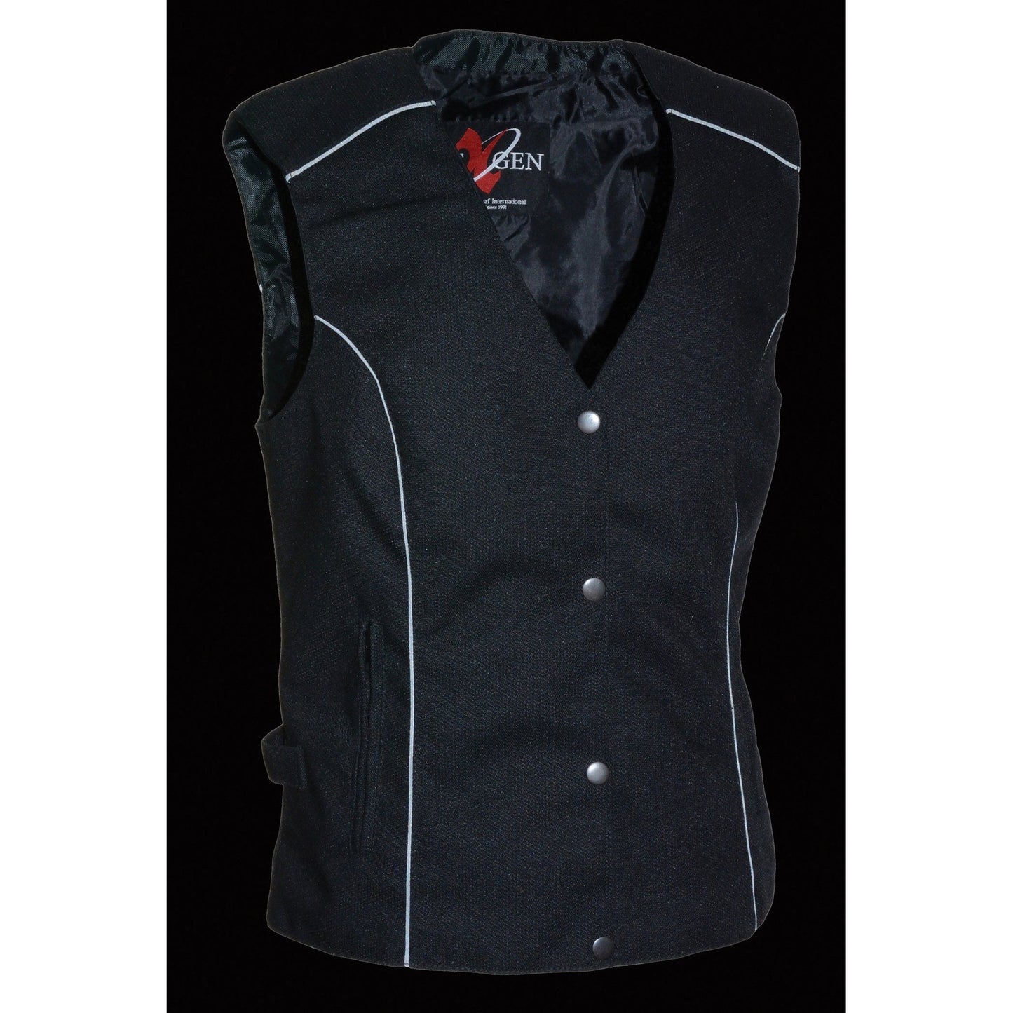 Milwaukee Leather SH1955 Ladies Black Textile Vest with Wing Embroidery