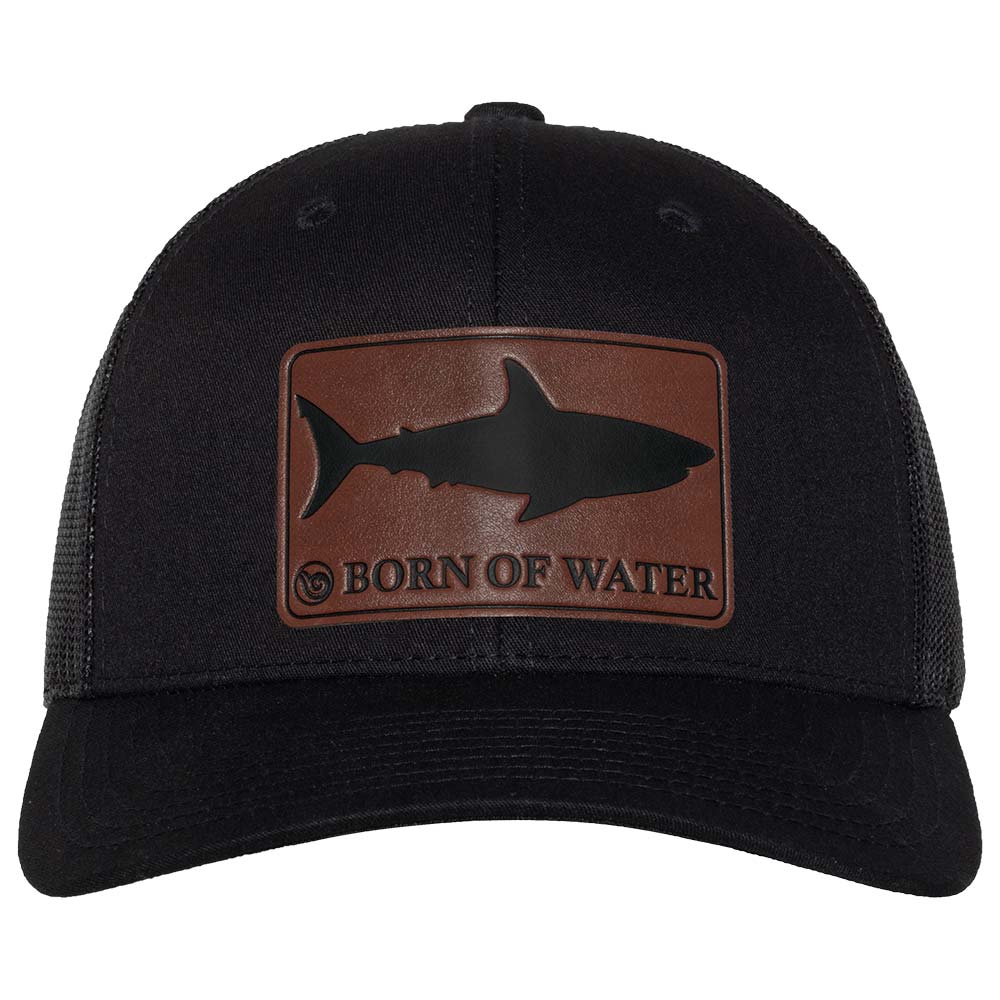 Shark Silhouette Hammerhead Shark Leather Patch Hat