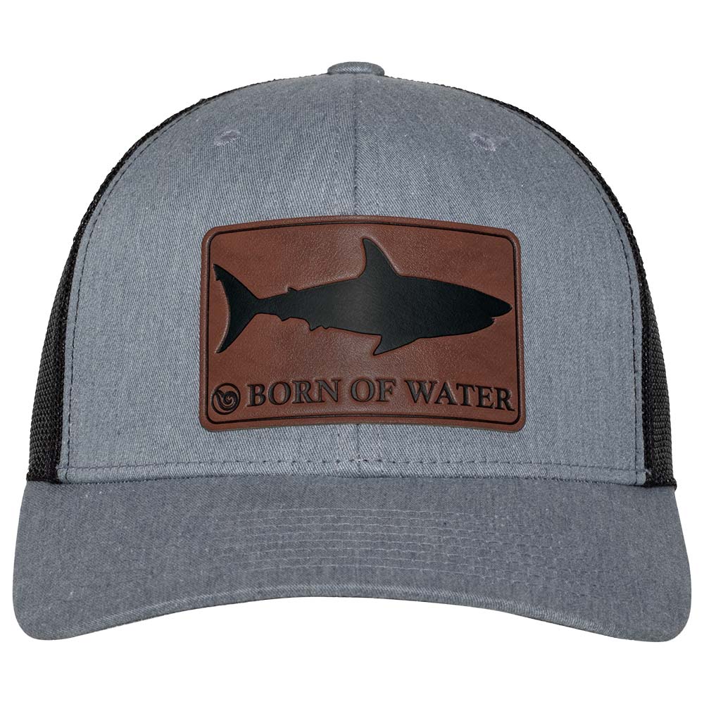 Shark Silhouette Hammerhead Shark Leather Patch Hat