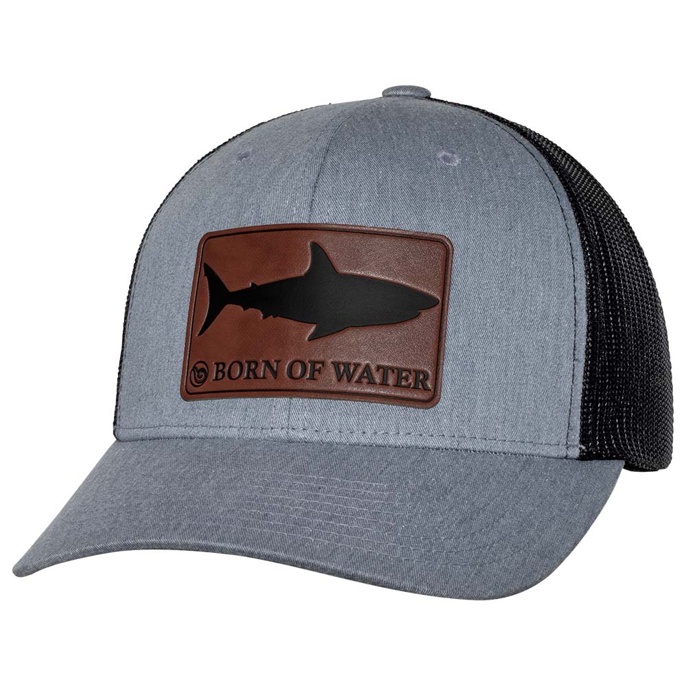 Shark Silhouette Hammerhead Shark Leather Patch Hat