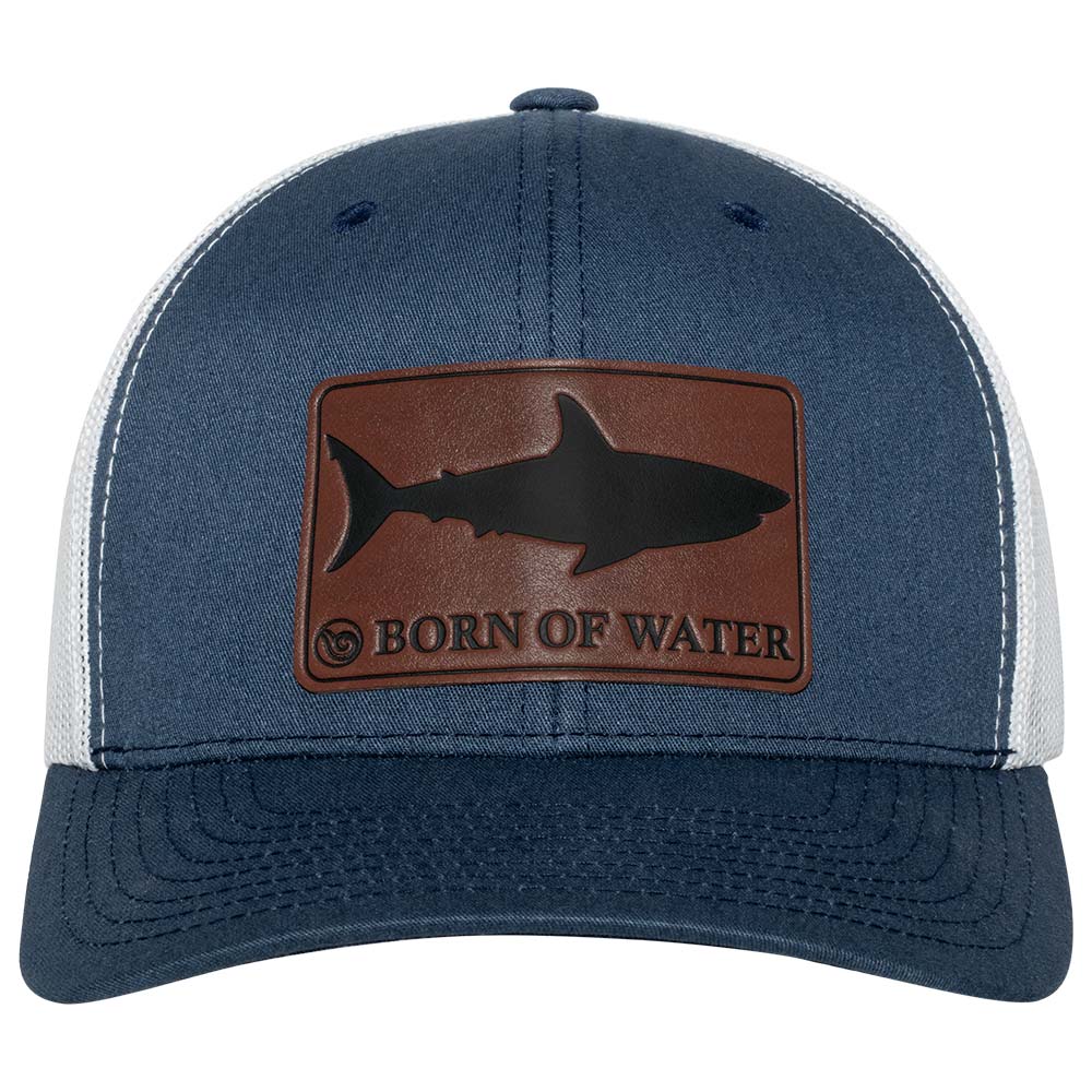 Shark Silhouette Hammerhead Shark Leather Patch Hat